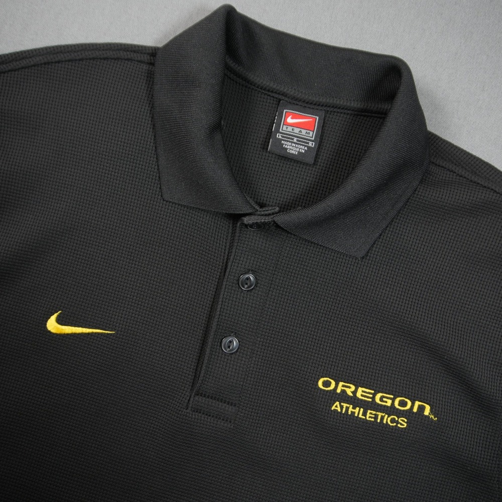 VTG Y2K Oregon Ducks Nike Waffle Knit Men Golf Polo Shirt L Football Gray Tag